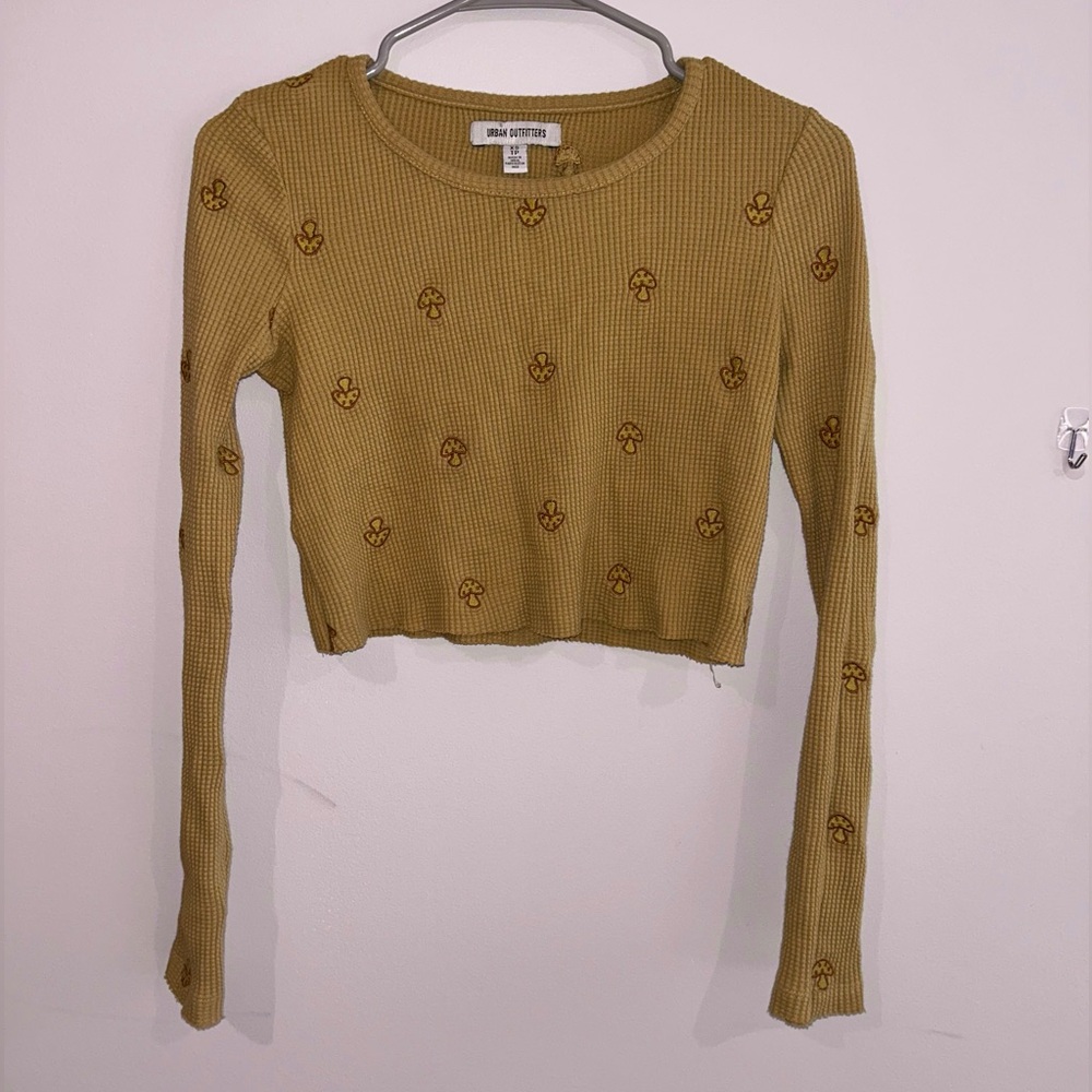 Urban Outfitters Yellow Mushroom Crop Long Sleeve